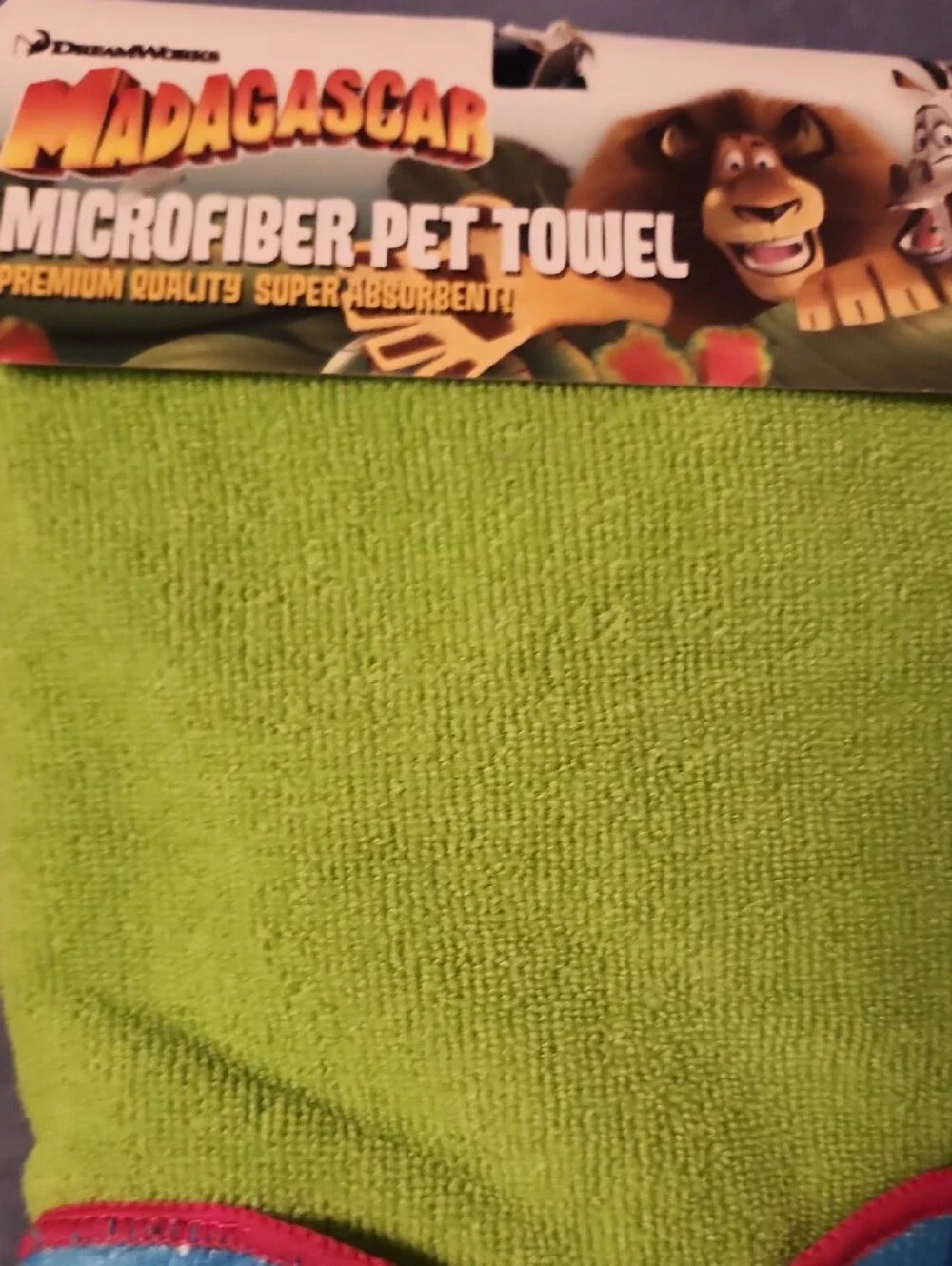 2 Madagascar Microfiber Pet Beach/Bath Towels/Bedding - Navy & Lime Green